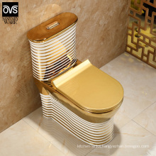 Tyrant Gold Super Swirling Siphon Mute Watercolor Gold Rim Electroplated Toilet